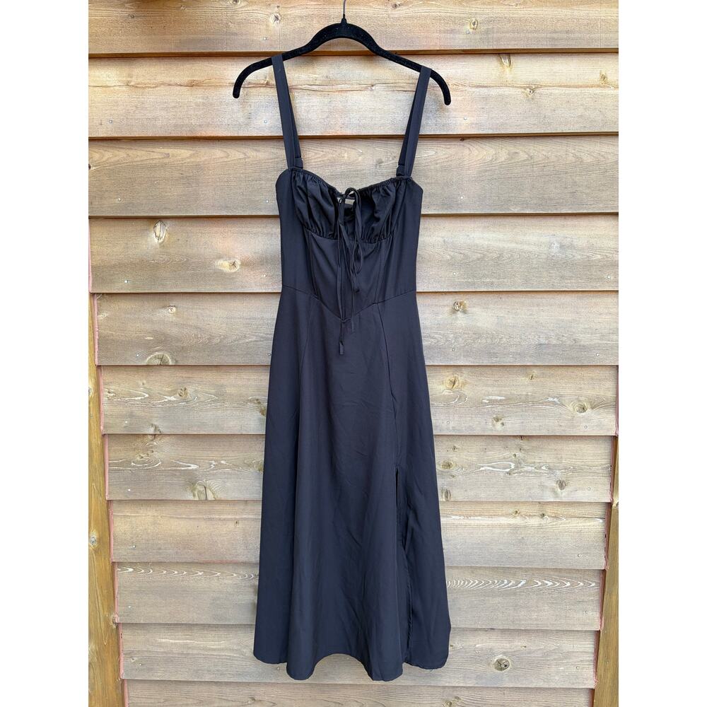 Black lace up corset style midi dress